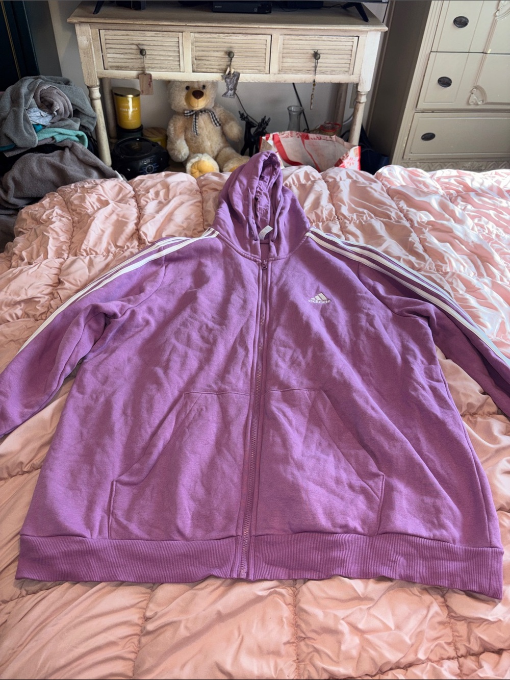 Adidas Sweatshirt 2X Women’s Plus Size Pink Zip Up Jacket Shirt Hoodie